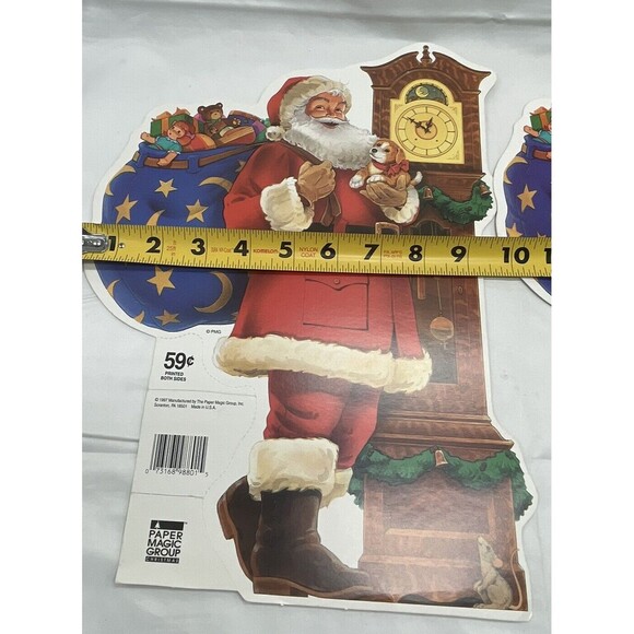 Vintage 2 Paper Magic Group Christmas Santa Claus Die Cut Decoration 13” - Picture 10 of 11